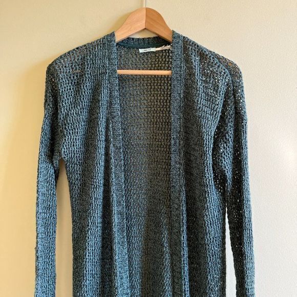 Kimchi Blue | Urban Outfitters‎ Open Front Knit Cardigan Long Green Pockets - Picture 2 of 8